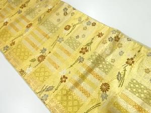 格子に吹き寄せ模様織出し袋帯